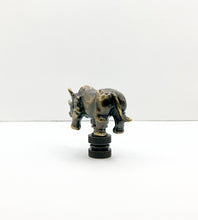 Load image into Gallery viewer, RHINOCEROS Lamp Finial-Aged Brass Finish, Highly detailed metal casting