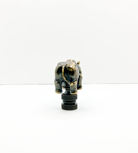 RHINOCEROS Lamp Finial-Aged Brass Finish, Highly detailed metal casting