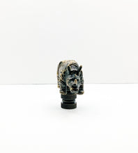 Load image into Gallery viewer, RHINOCEROS Lamp Finial-Aged Brass Finish, Highly detailed metal casting