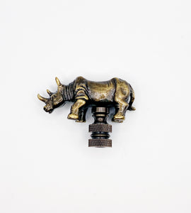 RHINOCEROS Lamp Finial-Aged Brass Finish, Highly detailed metal casting