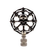 Load image into Gallery viewer, Holiday-Halloween Lamp Finial-SKULL&amp;DAGGERS-Antique Silver Finish w/SN Base