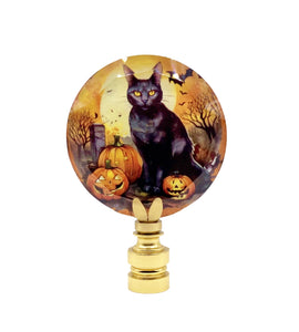 HALLOWEEN Lamp Finial-Optic Crystal-Round or Square-AvailableI In 4-Base Finishes (1-Pc.)