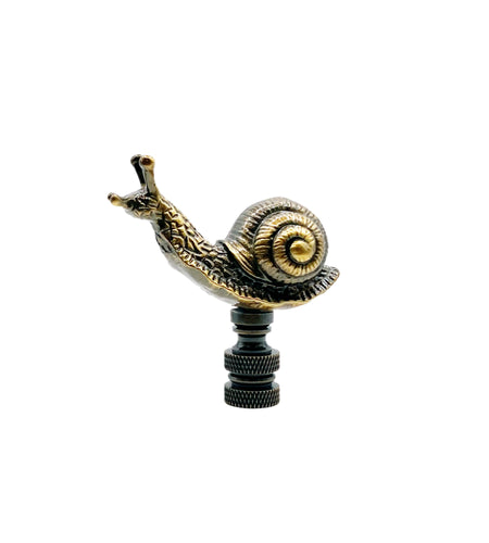 SNAIL Lamp Finial-Aged Brass Finish, Highly detailed metal casting