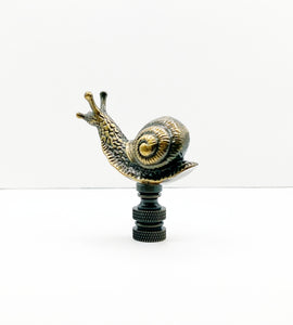 SNAIL Lamp Finial-Aged Brass Finish, Highly detailed metal casting