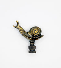 Load image into Gallery viewer, SNAIL Lamp Finial-Aged Brass Finish, Highly detailed metal casting