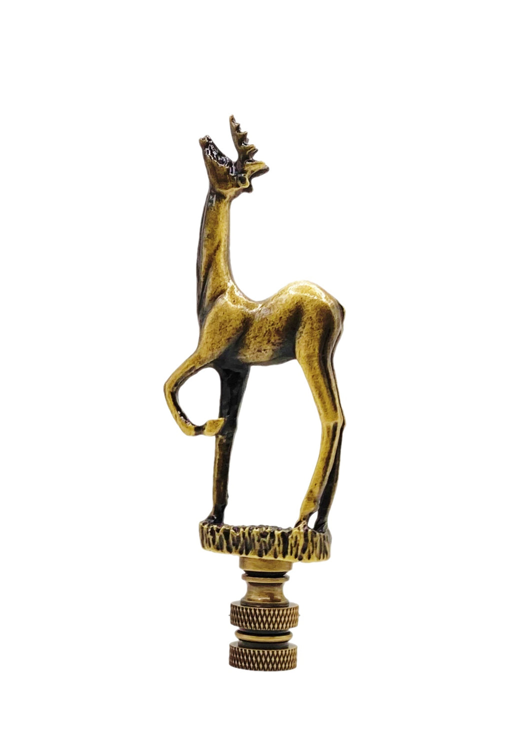 STANDING DEER Lamp Finial-Aged Brass Finish, Highly detailed metal casting
