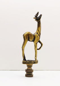 STANDING DEER Lamp Finial-Aged Brass Finish, Highly detailed metal casting