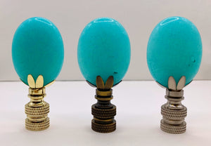 TURQUOISE JADE Oval Stone Lamp Finial with AB,PB or SN Base (1-PC.)