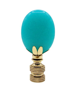 TURQUOISE JADE Oval Stone Lamp Finial with AB,PB or SN Base (1-PC.)
