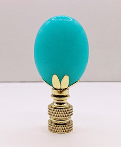 TURQUOISE JADE Oval Stone Lamp Finial with AB,PB or SN Base (1-PC.)