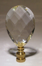 Load image into Gallery viewer, GLASS FACETED ALMOND-Lamp Finial-Clear, Polished Brass Finish
