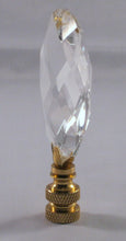 Load image into Gallery viewer, GLASS FACETED ALMOND-Lamp Finial-Clear, Polished Brass Finish