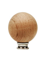 Load image into Gallery viewer, WOOD BALL Solid Beech Lamp Finial W/Dual Thread Base in 4 Plated Finishes-Small