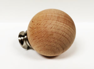 WOOD BALL Solid Beech Lamp Finial W/Dual Thread Base in 4 Plated Finishes-Small
