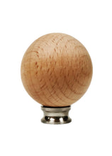 Load image into Gallery viewer, WOOD BALL Solid Beech Lamp Finial W/Dual Thread Base in 4 Plated Finishes-Small