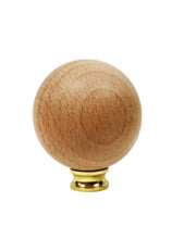 Load image into Gallery viewer, WOOD BALL Solid Beech Lamp Finial W/Dual Thread Base in 4 Plated Finishes-Large