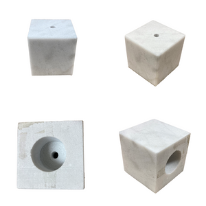 MARBLE LAMP/SCULPTURE BASE-Cube or Cylinder, 4" or 5", Black or White (1 Pc.)