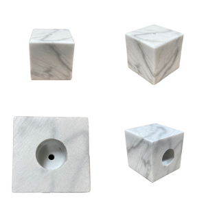 MARBLE LAMP/SCULPTURE BASE-Cube or Cylinder, 4" or 5", Black or White (1 Pc.)