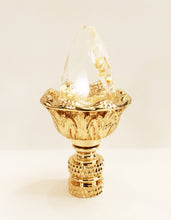 Load image into Gallery viewer, ACANTHUS ACORN w-Crystal Top Lamp Finial, Polished Brass Finish, Highly detailed metal casting