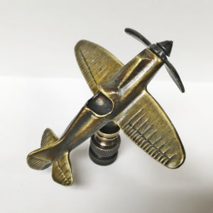 AIRPLANE Lamp Finial, Aged Brass Finish, Highly detailed metal casting
