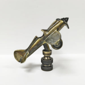 AIRPLANE Lamp Finial, Aged Brass Finish, Highly detailed metal casting