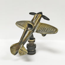 Load image into Gallery viewer, AIRPLANE Lamp Finial, Aged Brass Finish, Highly detailed metal casting