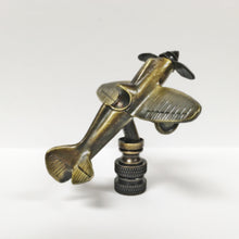 Load image into Gallery viewer, AIRPLANE Lamp Finial, Aged Brass Finish, Highly detailed metal casting