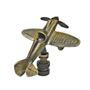 AIRPLANE Lamp Finial, Aged Brass Finish, Highly detailed metal casting