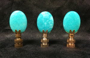 AMAZONITE Oval Stone Lamp Finial with AB,PB or SN Base (1-PC.)