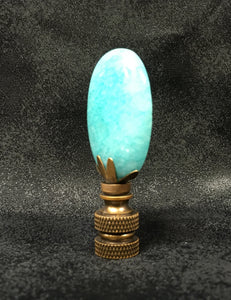 AMAZONITE Oval Stone Lamp Finial with AB,PB or SN Base (1-PC.)