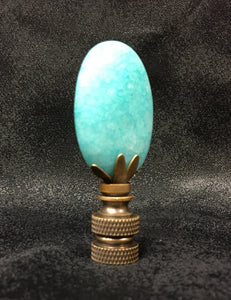 AMAZONITE Oval Stone Lamp Finial with AB,PB or SN Base (1-PC.)