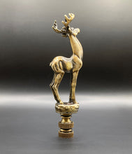 Load image into Gallery viewer, STANDING DEER Lamp Finial-Aged Brass Finish, Highly detailed metal casting