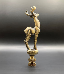 STANDING DEER Lamp Finial-Aged Brass Finish, Highly detailed metal casting