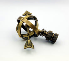 Load image into Gallery viewer, ARMILLARY SUNDIAL Lamp Finial, Aged Brass Finish, Highly detailed metal casting