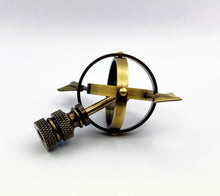 Load image into Gallery viewer, ARMILLARY SUNDIAL Lamp Finial, Aged Brass Finish, Highly detailed metal casting