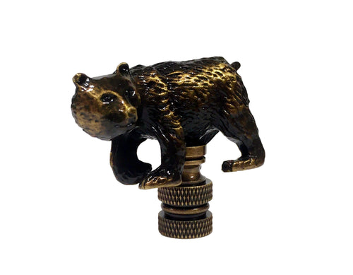 BEAR Lamp Finial, Aged Brass Finish, Highly detailed metal casting
