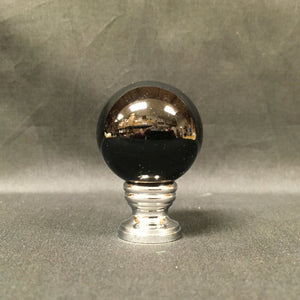 BLACK OBSIDIAN-Stone Sphere Lamp Finial-on Pedestal Base, Available in 3 Finishes (1 Pc.)