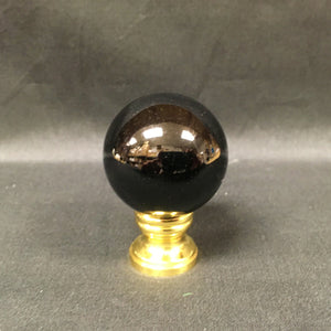 BLACK OBSIDIAN-Stone Sphere Lamp Finial-on Pedestal Base, Available in 3 Finishes (1 Pc.)