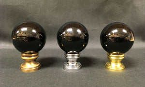 BLACK OBSIDIAN-Stone Sphere Lamp Finial-on Pedestal Base, Available in 3 Finishes (1 Pc.)