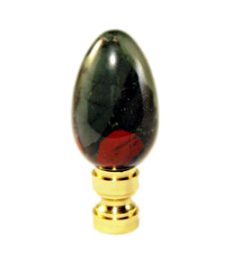 BLOODSTONE (Heliotrope) Stone Lamp Finial with Polished Brass Base