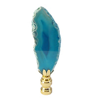 Load image into Gallery viewer, BLUE/AQUA Agate Lamp Finial  With Polished Brass Base
