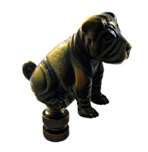 Load image into Gallery viewer, SITTING BULLDOG Lamp Finial-Aged Brass Finish, Highly detailed metal casting