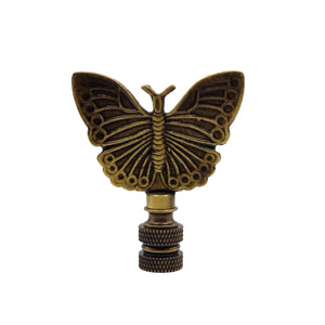 BUTTERFLY Lamp Finial, Aged Brass Finish, Highly detailed metal casting