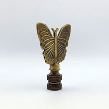 Load image into Gallery viewer, BUTTERFLY Lamp Finial, Aged Brass Finish, Highly detailed metal casting