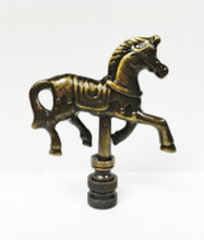 Load image into Gallery viewer, CAROUSEL HORSE Lamp Finial, Aged Brass Finish, Highly detailed metal casting