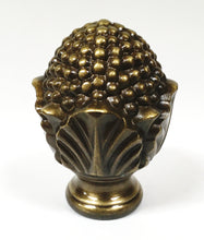 Load image into Gallery viewer, FLOWER BUD Solid Cast Brass Lamp Finial, Highly Detailed w/Dual Threads Available in Antique Brass or Polished Brass Finish (1Pc.)