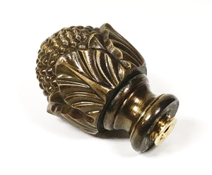FLOWER BUD Solid Cast Brass Lamp Finial, Highly Detailed w/Dual Threads Available in Antique Brass or Polished Brass Finish (1Pc.)