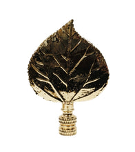 Load image into Gallery viewer, LARGE CAST LEAF Lamp Finial, Polished Brass Finish, Highly detailed metal casting