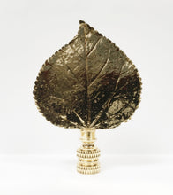 Load image into Gallery viewer, LARGE CAST LEAF Lamp Finial, Polished Brass Finish, Highly detailed metal casting