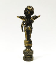 Load image into Gallery viewer, CHERUB Lamp Finial-Aged Brass or Polished Brass Finish, Highly detailed metal casting (1 Pc,)